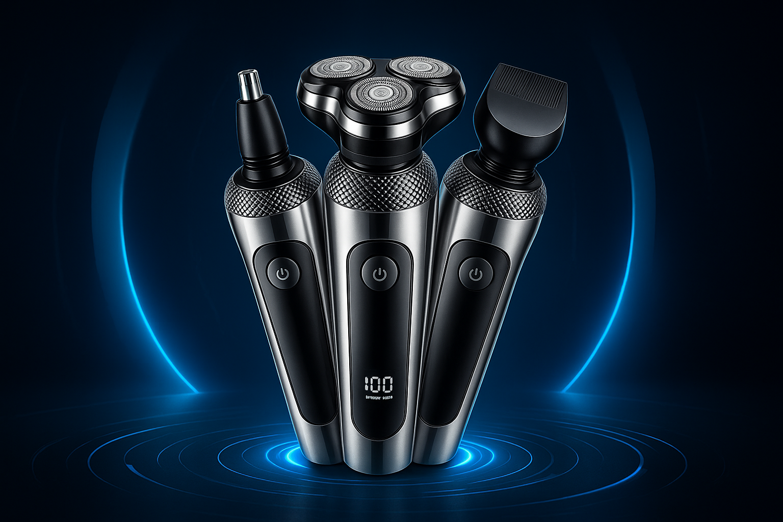 GroomX™ Digital 5-in-1 Shaver – Waterproof, Rechargeable & Precision Beard Trimmer